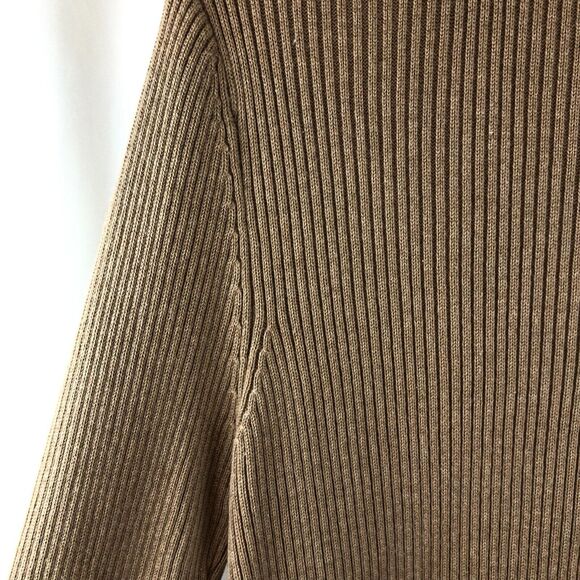 Alfred Dunner 12 Tan Ribbed Cardigan Open Front Sweater Jacket Faux Suede & Knit - Picture 11 of 11